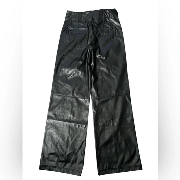 Free People Star Crossed Lovers Straight Vegan Black Pants Size 2 NWOT - Picture 10 of 15